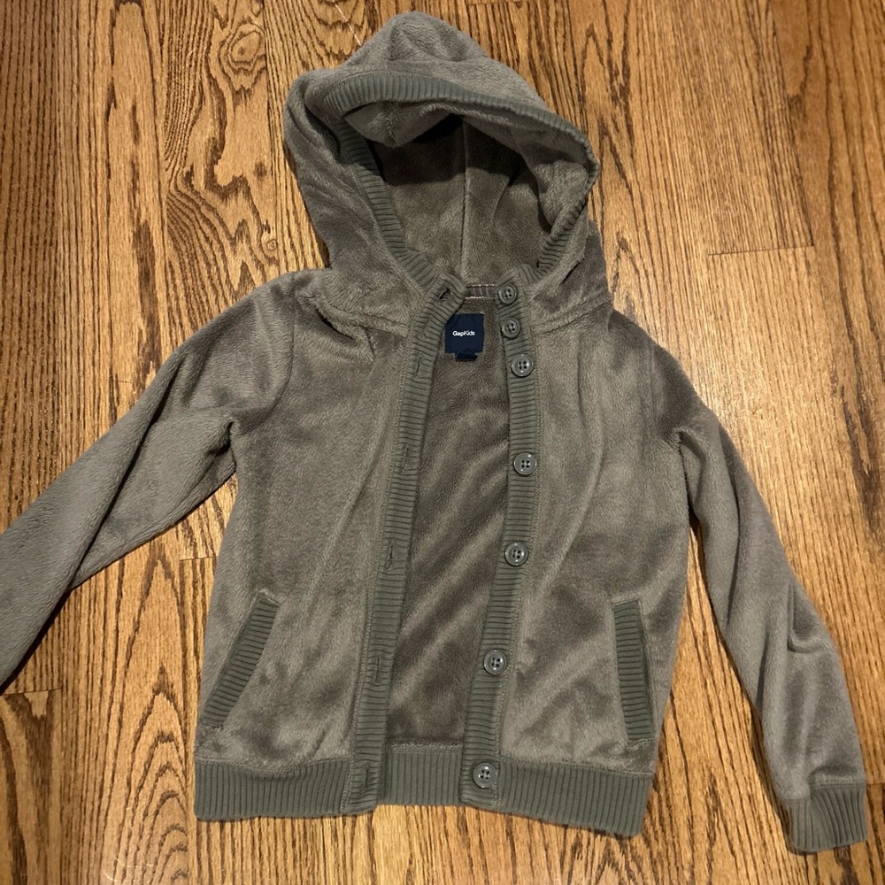 GAP Kids Brown  Hooded Chenille Button Up Sweater